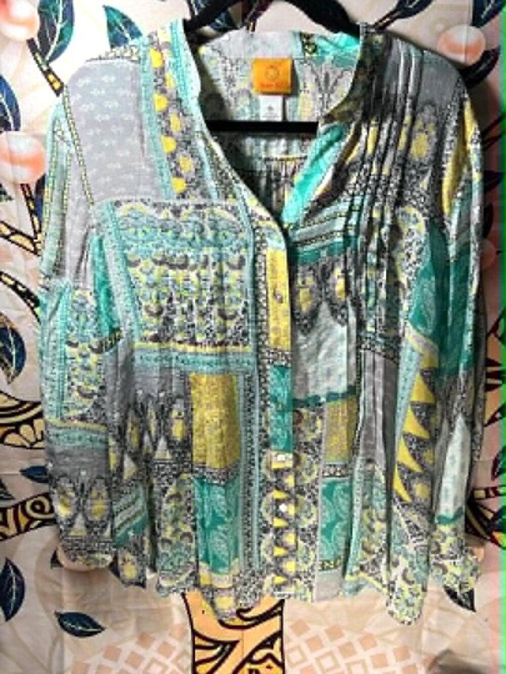 Ruby Rd. Patchwork Print Blouse – Size XL – Boho Multicolor